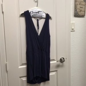 Navy cotton stretch romper